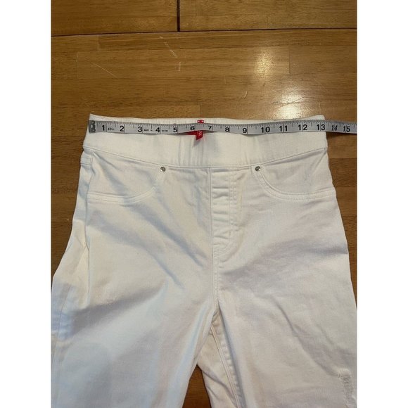 SPANX Jeans Women's S/P Pull On Skinny Distressed Raw Frayed Hem WHITE - Picture 5 of 7